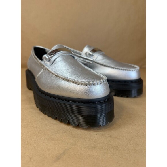 Dr. Martens Penton II Quad Metallic Silver Leather Platform Loafers Sz. M 11/W12 main image 7